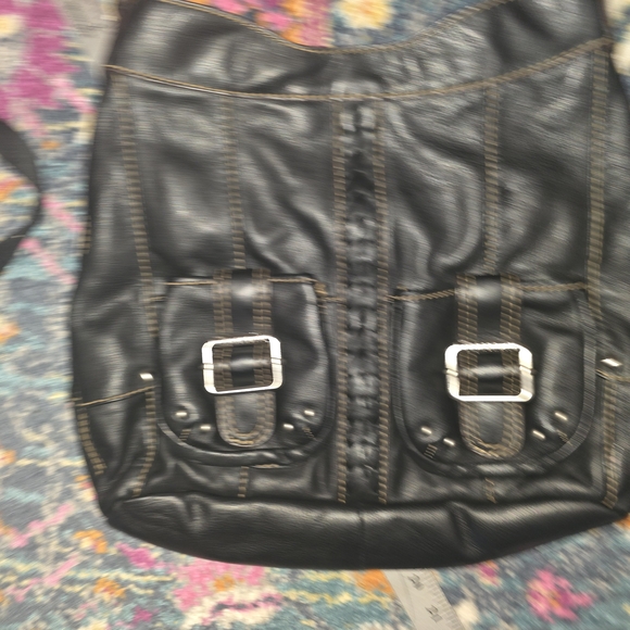 Tignanello Black Leather Bag with Buckle Details - Picture 2 of 5